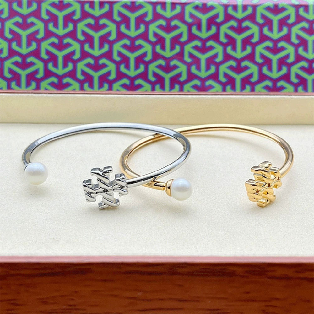 Tory Burch Gold Plated Double Pearl Bracelet